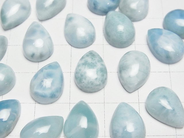 [Video]Larimar Pectolite AA Pear shape Cabochon 14x10mm 2pcs