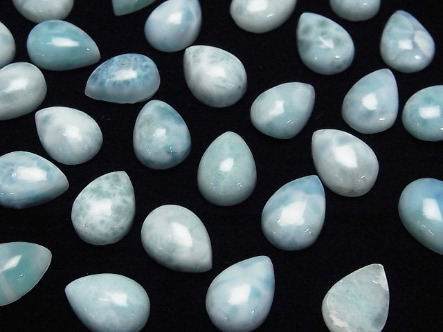 [Video]Larimar Pectolite AA Pear shape Cabochon 14x10mm 2pcs