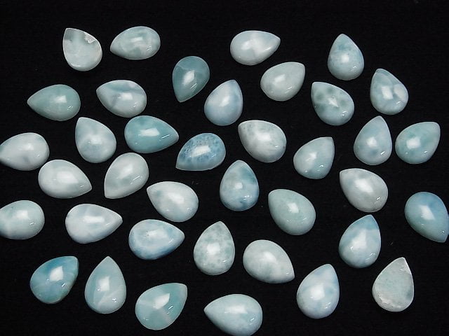 [Video]Larimar Pectolite AA Pear shape Cabochon 14x10mm 2pcs