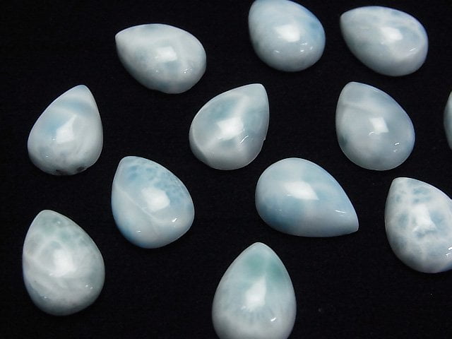 [Video]Larimar Pectolite AA++ Pear shape Cabochon 14x10mm 1pc