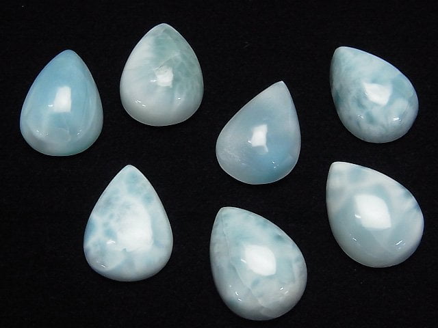 [Video]Larimar Pectolite AA Pear shape Cabochon 18x13mm 1pc