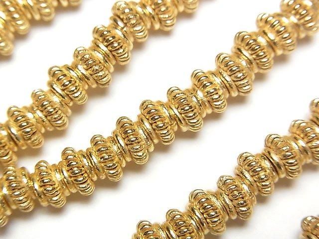 Copper Rondelle 6x6x4mm with rope pattern, 18KGP half or 1-strand beads (approx. 7 inches/18 cm)