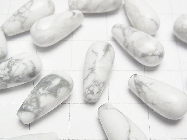 [Video] Howlite Magnesite Half Drilled Hole Drop (Smooth) 16x8mm 3pcs