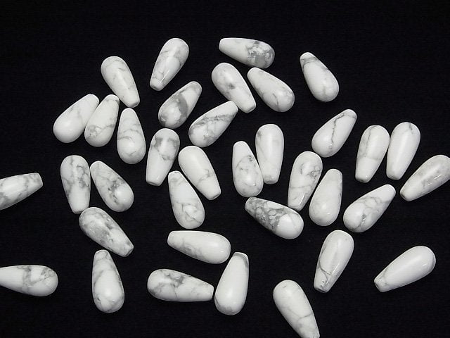 [Video] Howlite Magnesite Half Drilled Hole Drop (Smooth) 16x8mm 3pcs