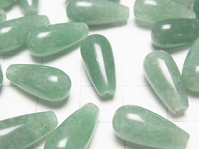 [Video] Green Aventurine Half Drilled Hole Drop (Smooth) 16x8mm 3pcs