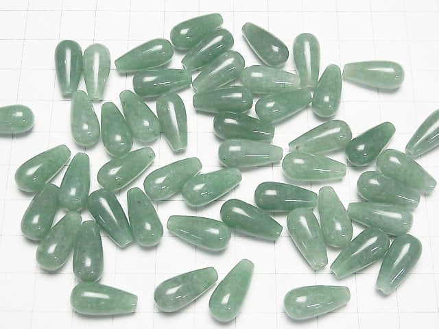 [Video] Green Aventurine Half Drilled Hole Drop (Smooth) 16x8mm 3pcs