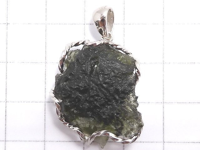 [Video][One of a kind] Moldavite Rough Rock Nugget Pendant Silver925 NO.15