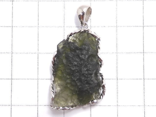 [Video][One of a kind] Moldavite Rough Rock Nugget Pendant Silver925 NO.18