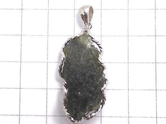 [Video][One of a kind] Moldavite Rough Rock Nugget Pendant Silver925 NO.19