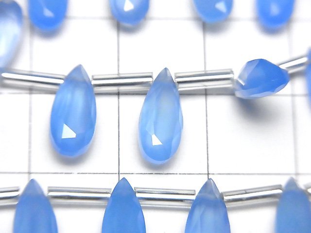 [Video] High Quality Blue Chalcedony AAA Pear shape Faceted 12x5mm 1strand (9pcs )