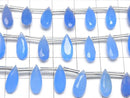 [Video] High Quality Blue Chalcedony AAA- Pear shape Faceted 12x5mm [Dark color] 1strand (9pcs)