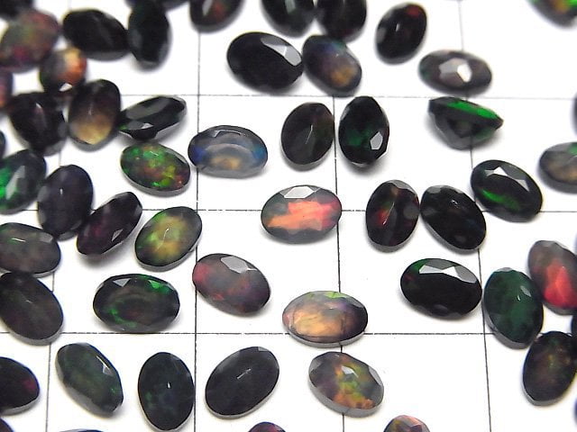 [Video]High Quality Black Opal AAA Loose stone Oval Faceted 6x4mm 5pcs