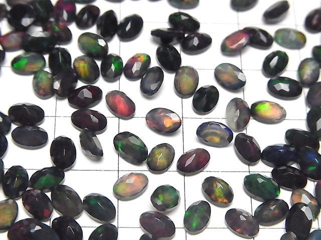 [Video]High Quality Black Opal AAA Loose stone Oval Faceted 6x4mm 5pcs