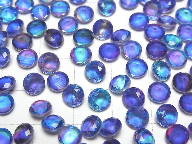 [Video] Doublet Crystal AAA Loose stone Round Faceted 6x6mm [Blue/Stripe] 3pcs