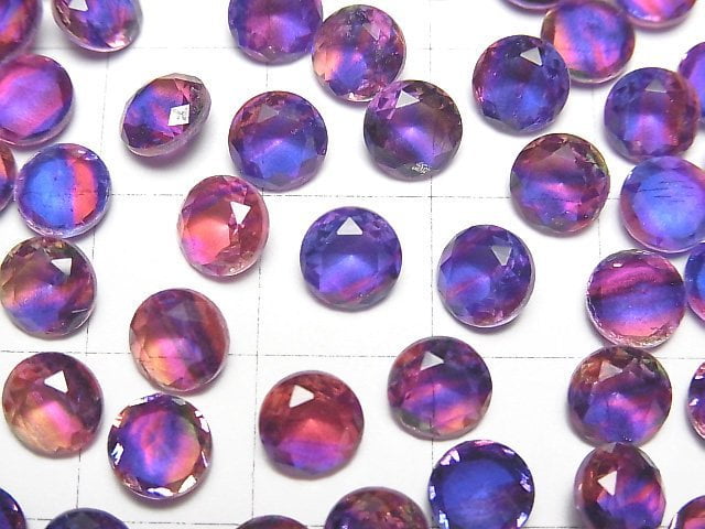 [Video] Doublet Crystal AAA Loose stone Round Faceted 6x6mm [Purple/Stripe] 3pcs