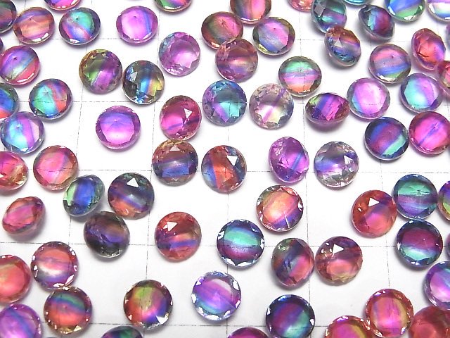 [Video] Doublet Crystal AAA Loose stone Round Faceted 6x6mm [Pop color/Stripe] 3pcs