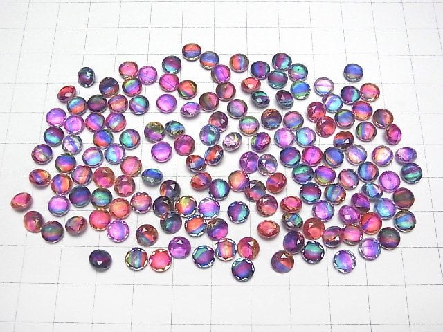 [Video] Doublet Crystal AAA Loose stone Round Faceted 6x6mm [Pop color/Stripe] 3pcs