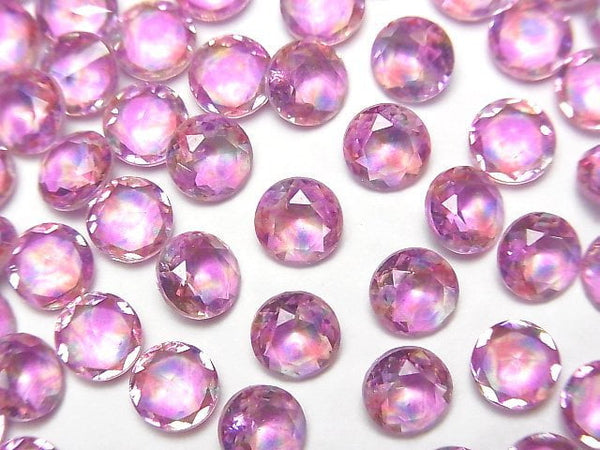 [Video] Doublet Crystal AAA Loose stone Round Faceted 6x6mm [Pink/Splash] 3pcs