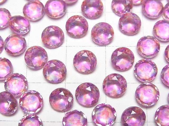 [Video] Doublet Crystal AAA Loose stone Round Faceted 6x6mm [Pink/Splash] 3pcs