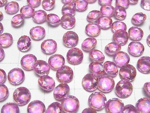 [Video] Doublet Crystal AAA Loose stone Round Faceted 6x6mm [Pink/Splash] 3pcs