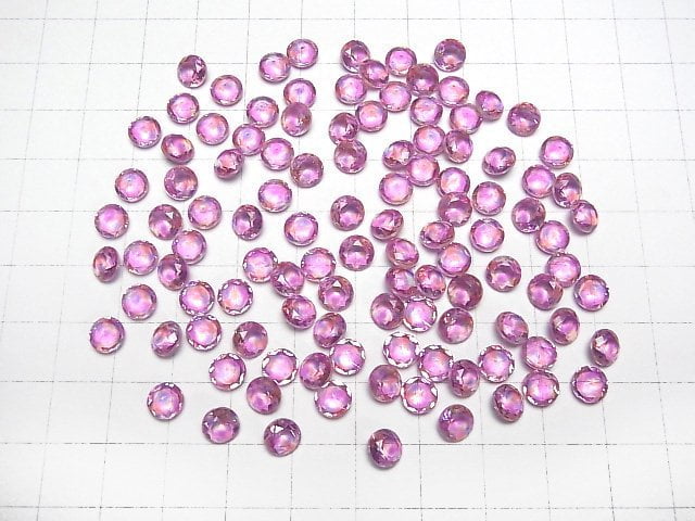 [Video] Doublet Crystal AAA Loose stone Round Faceted 6x6mm [Pink/Splash] 3pcs