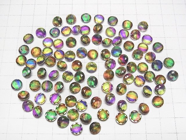[Video] Doublet Crystal AAA Loose stone Round Faceted 8x8mm [Green Yellow/Stripe] 3pcs