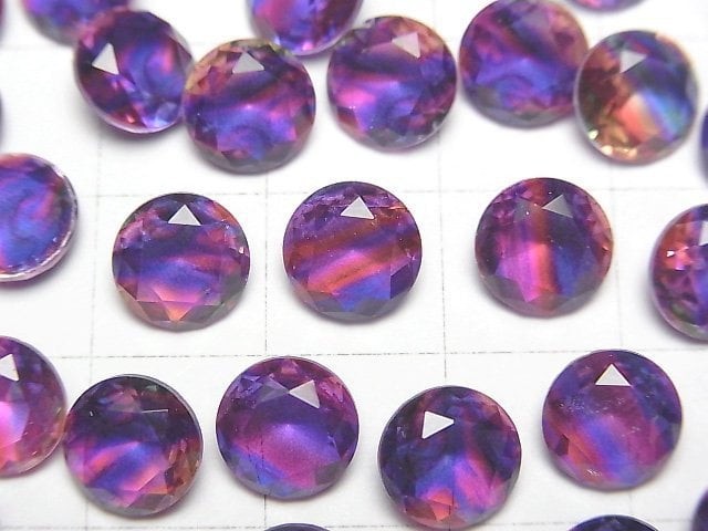 [Video] Doublet Crystal AAA Loose stone Round Faceted 8x8mm [Purple/Stripe] 3pcs