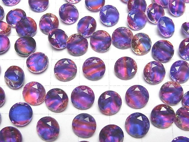 [Video] Doublet Crystal AAA Loose stone Round Faceted 8x8mm [Purple/Stripe] 3pcs