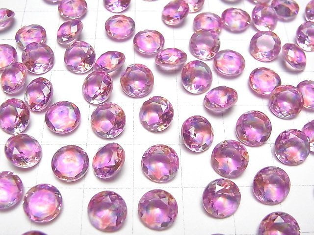 [Video] Doublet Crystal AAA Loose stone Round Faceted 8x8mm [Pink/Splash] 3pcs