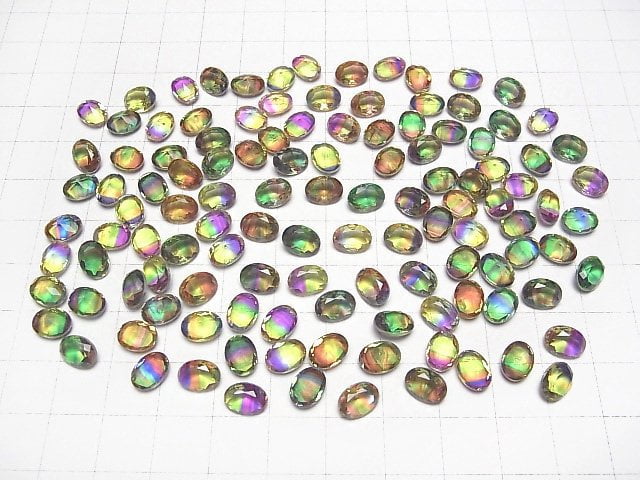 [Video] Doublet Crystal AAA Loose stone Oval Faceted 8x6mm [Green Yellow/Stripe] 3pcs