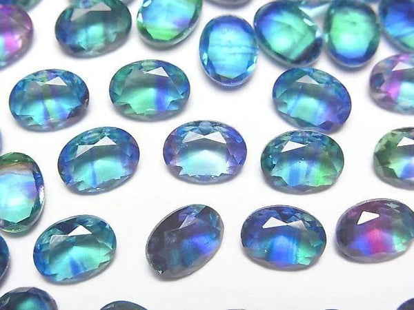 [Video] Doublet Crystal AAA Loose stone Oval Faceted 8x6mm [Light Blue/Stripe] 3pcs
