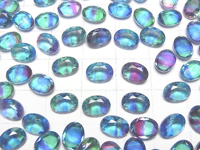 [Video] Doublet Crystal AAA Loose stone Oval Faceted 8x6mm [Light Blue/Stripe] 3pcs