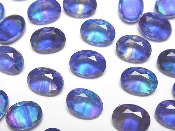 [Video] Doublet Crystal AAA Loose stone Oval Faceted 8x6mm [Blue/Stripe] 3pcs