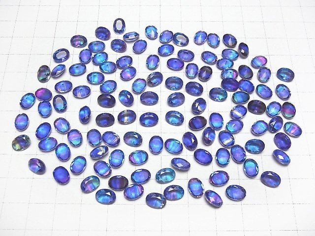 [Video] Doublet Crystal AAA Loose stone Oval Faceted 8x6mm [Blue/Stripe] 3pcs