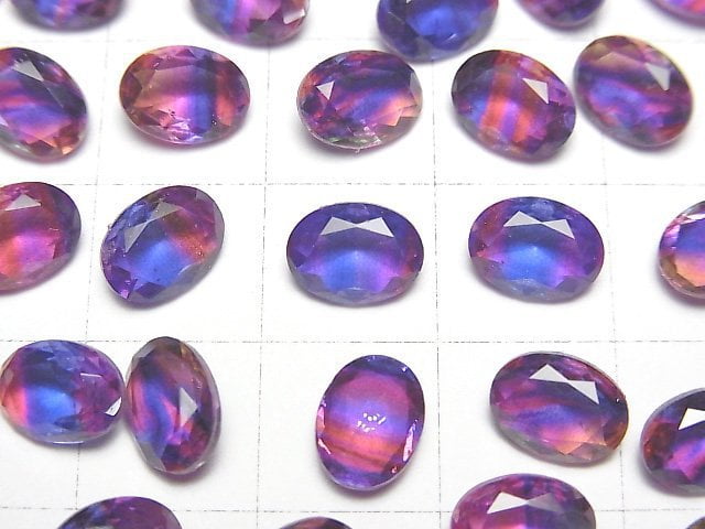 [Video] Doublet Crystal AAA Loose stone Oval Faceted 8x6mm [Purple/Stripe] 3pcs