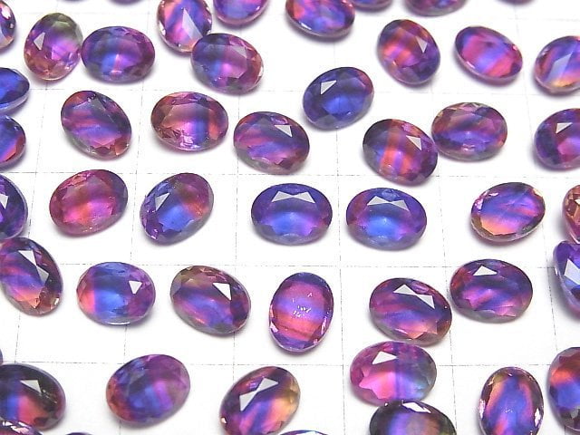 [Video] Doublet Crystal AAA Loose stone Oval Faceted 8x6mm [Purple/Stripe] 3pcs