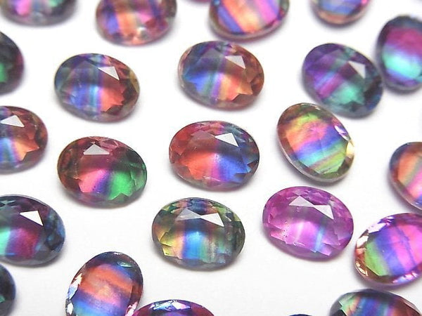 [Video] Doublet Crystal AAA Loose stone Oval Faceted 8x6mm [Vivid color/Stripe] 3pcs