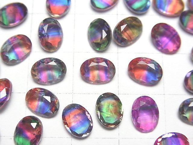 [Video] Doublet Crystal AAA Loose stone Oval Faceted 8x6mm [Vivid color/Stripe] 3pcs