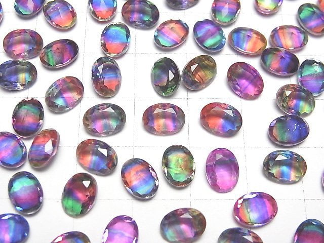 [Video] Doublet Crystal AAA Loose stone Oval Faceted 8x6mm [Vivid color/Stripe] 3pcs