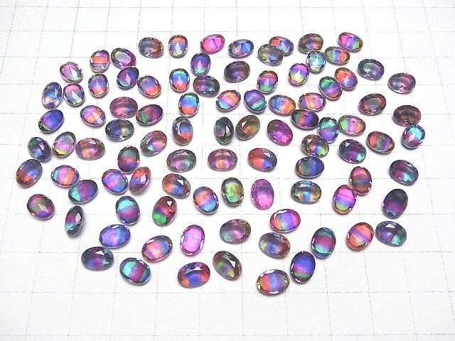 [Video] Doublet Crystal AAA Loose stone Oval Faceted 8x6mm [Vivid color/Stripe] 3pcs