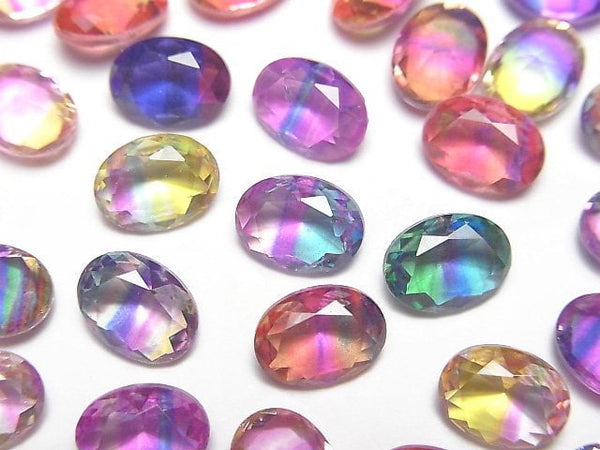 [Video] Doublet Crystal AAA Loose stone Oval Faceted 8x6mm [Pop color/Stripe] 3pcs