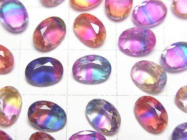 [Video] Doublet Crystal AAA Loose stone Oval Faceted 8x6mm [Pop color/Stripe] 3pcs