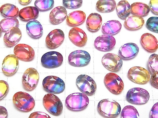 [Video] Doublet Crystal AAA Loose stone Oval Faceted 8x6mm [Pop color/Stripe] 3pcs