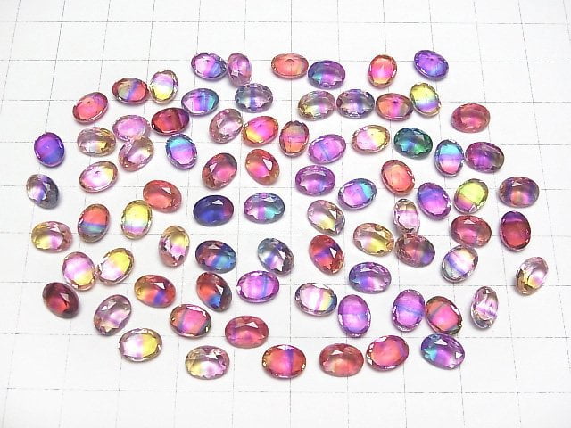 [Video] Doublet Crystal AAA Loose stone Oval Faceted 8x6mm [Pop color/Stripe] 3pcs