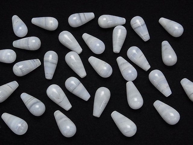 [Video]Blue Lace Agate AA Half Drilled Hole Drop (Smooth) 16x8mm 1pc