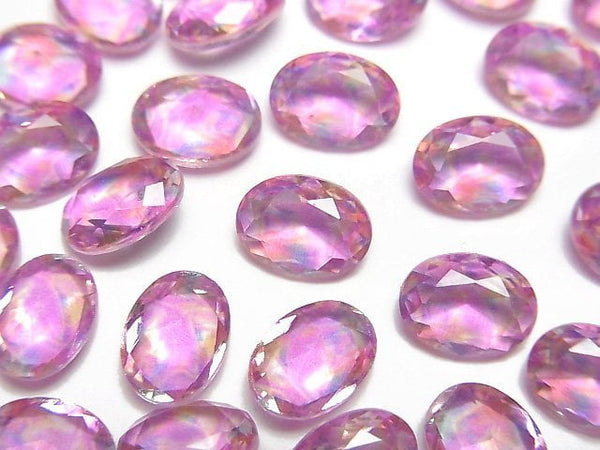 [Video] Doublet Crystal AAA Loose stone Oval Faceted 8x6mm [Pink/Splash] 3pcs