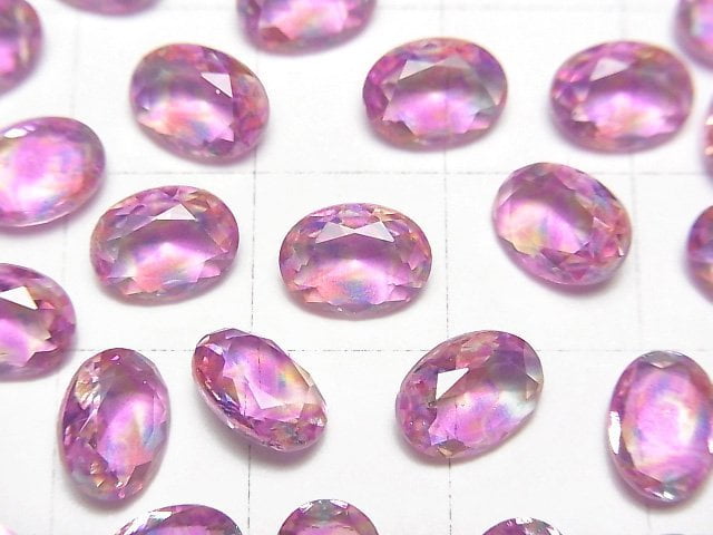 [Video] Doublet Crystal AAA Loose stone Oval Faceted 8x6mm [Pink/Splash] 3pcs