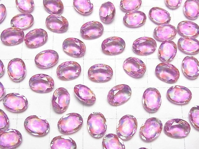 [Video] Doublet Crystal AAA Loose stone Oval Faceted 8x6mm [Pink/Splash] 3pcs