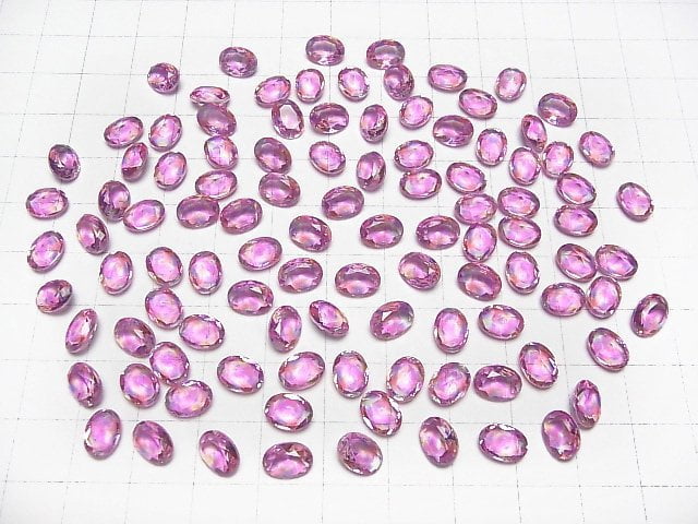 [Video] Doublet Crystal AAA Loose stone Oval Faceted 8x6mm [Pink/Splash] 3pcs