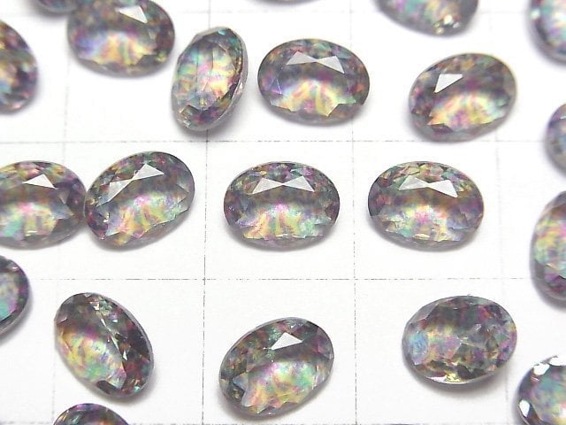 [Video] Doublet Crystal AAA Loose stone Oval Faceted 8x6mm [Green/Splash] 3pcs